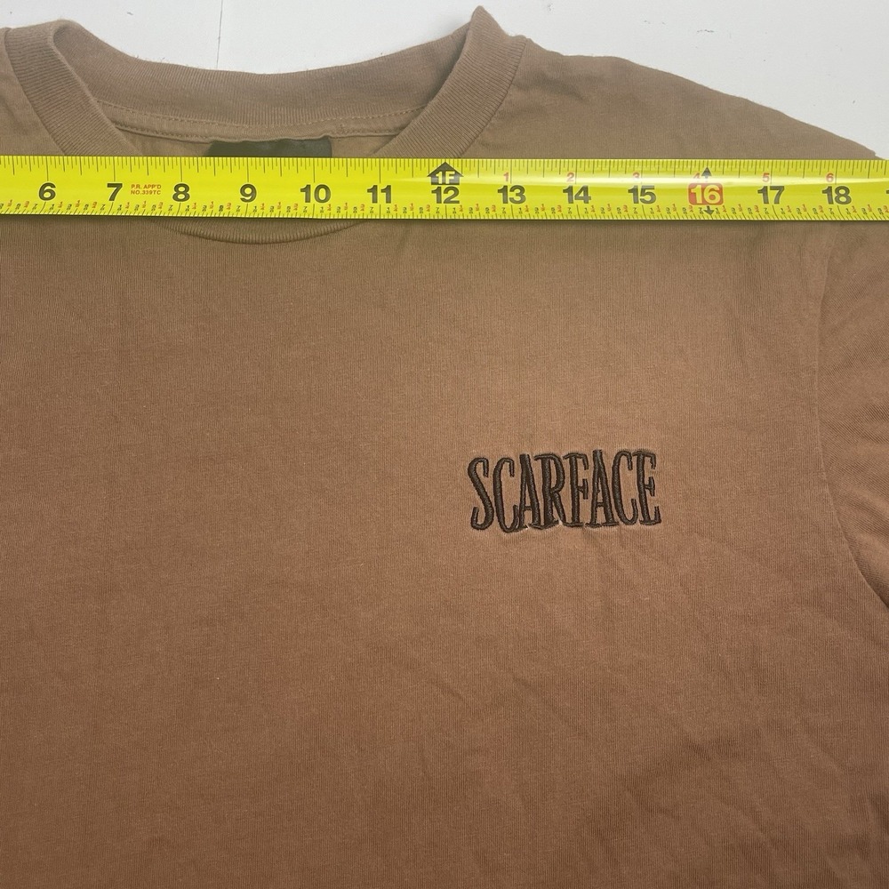Scarface Shoe Palace Large T-Shirt Tee Brown Embroidered Pacino Montana Movie - Picture 12 of 14